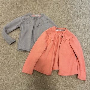 Baby Boden Cardigans x2 Peach Gray 3-4